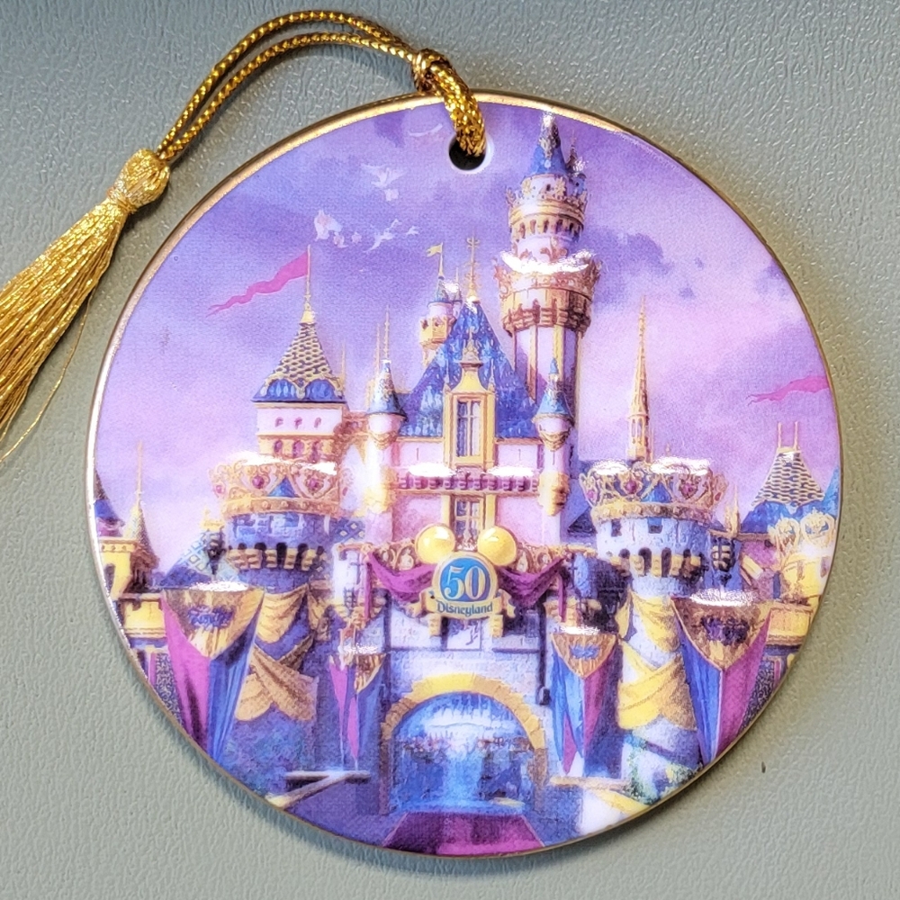 Disneyland 50th Anniversary ceramic Christmas ornament